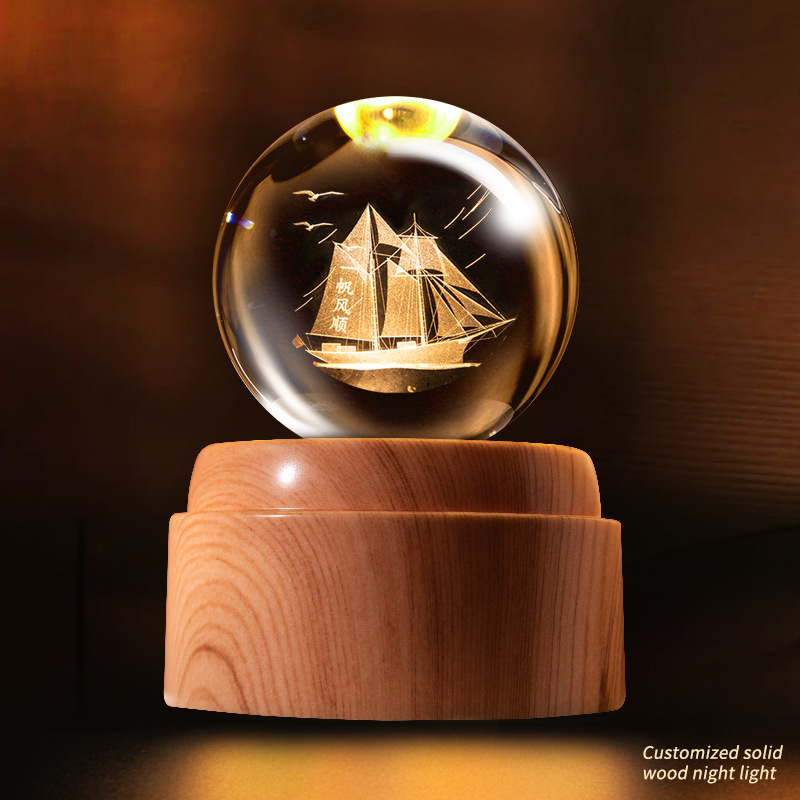 旋转水晶球小夜灯灯具装饰灯具装饰台灯亚克力摆件饰详情图13