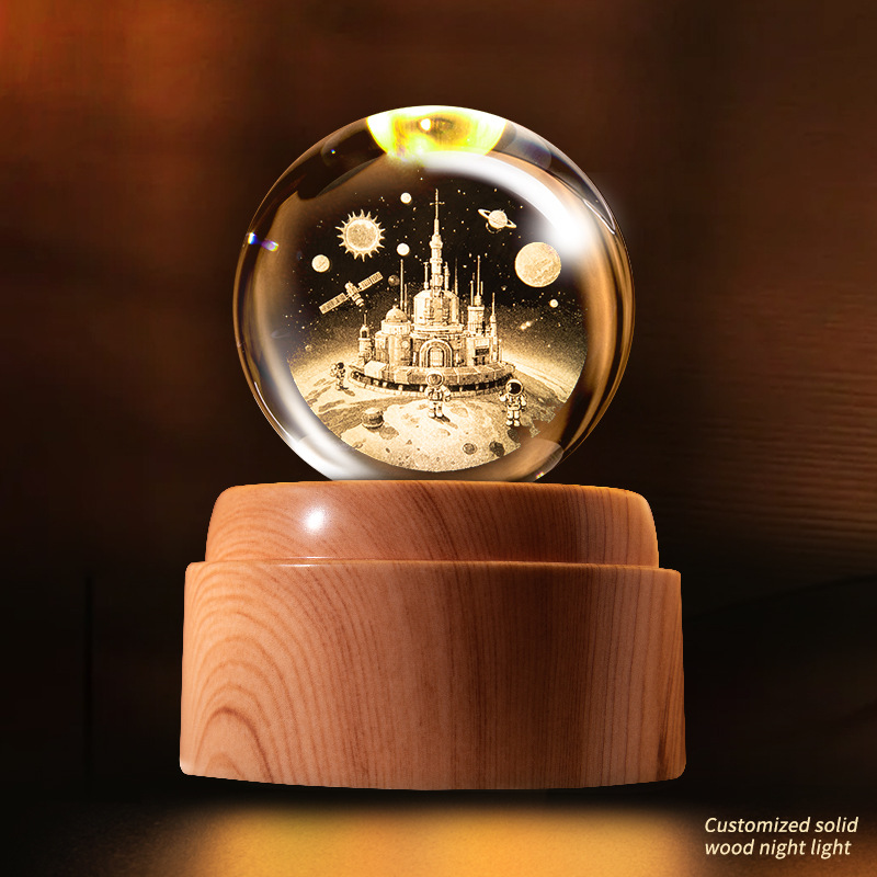 旋转水晶球小夜灯灯具装饰灯具装饰台灯亚克力摆件饰详情图2