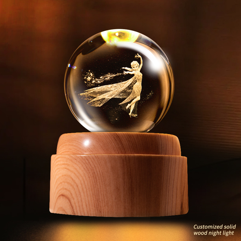 旋转水晶球小夜灯灯具装饰灯具装饰台灯亚克力摆件饰详情图5