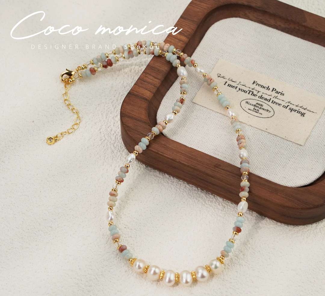 2025新款天然石寿山石天然珍珠项链简约轻奢