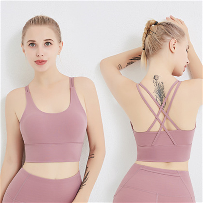 New cross-laced fashionable sports bra, high-elasticity, comfortable and seamless, yoga beauty back 1046