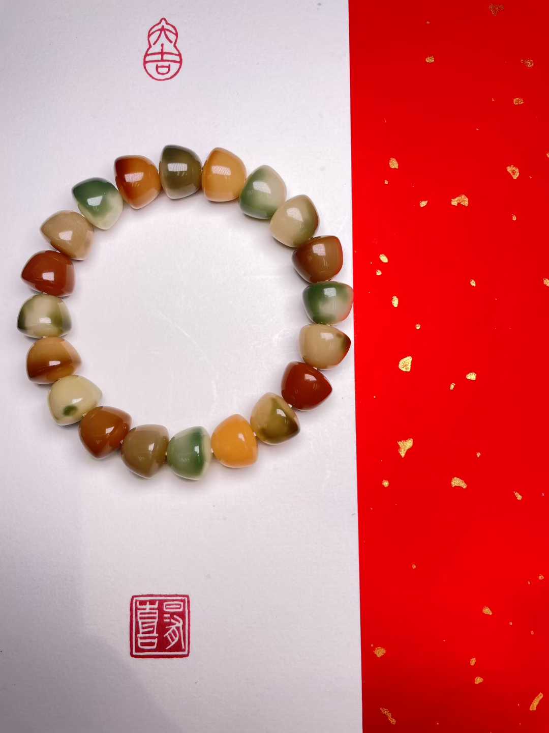 Exquisitely crafted natural Bodhi root bracelet, beaded bracelet, barrel-shaped round beads, ingot type Bodhi root bracelet, Bodhi lotus multi-treasure Bodhi green jade Specification image