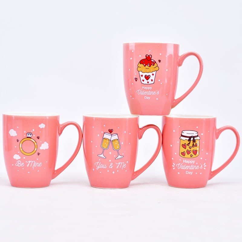Valentine's Day cups, ceramic cups, water cups, red Valentine's Day mugs, heart-shaped Valentine's Day cups Item Picture