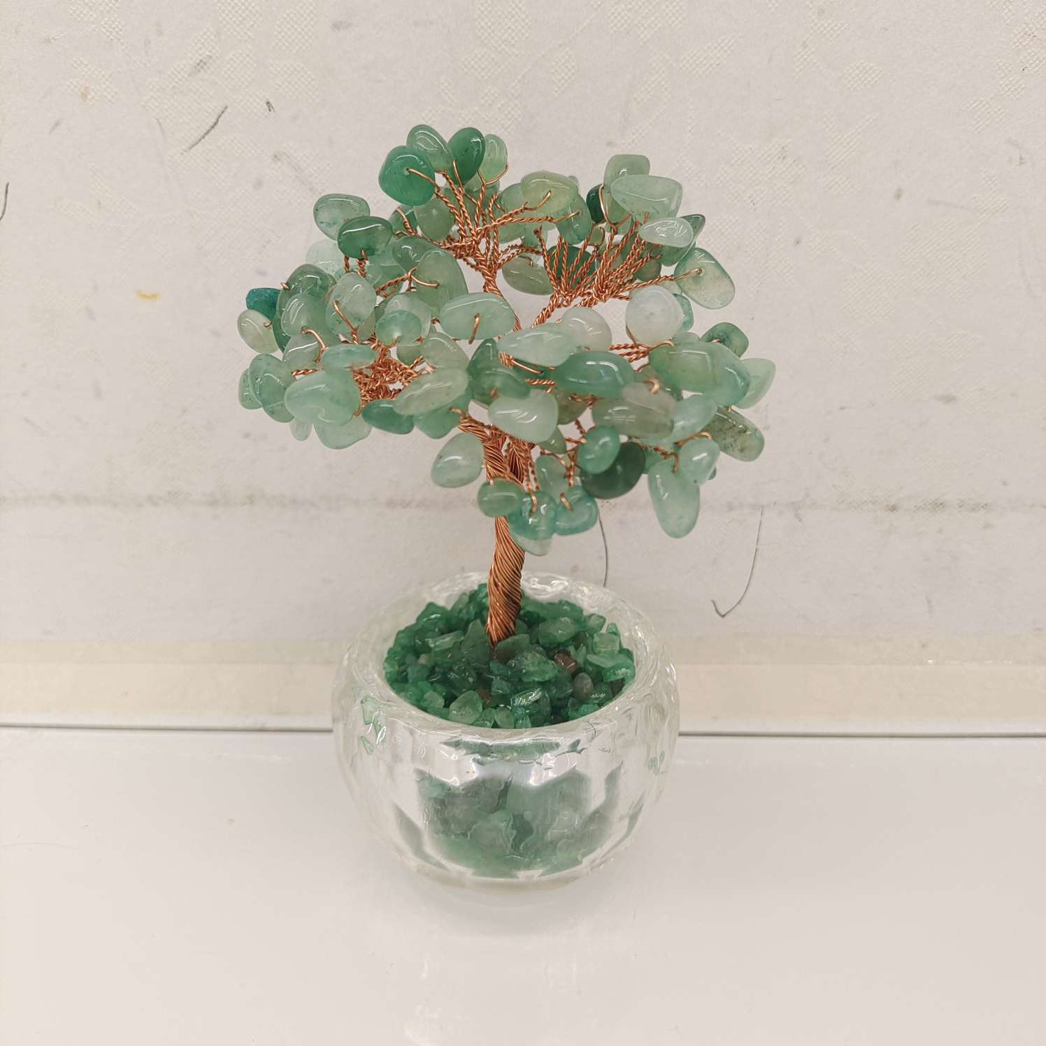 水晶杯招财树发财树办公室电脑桌摆件水晶工艺品发财树