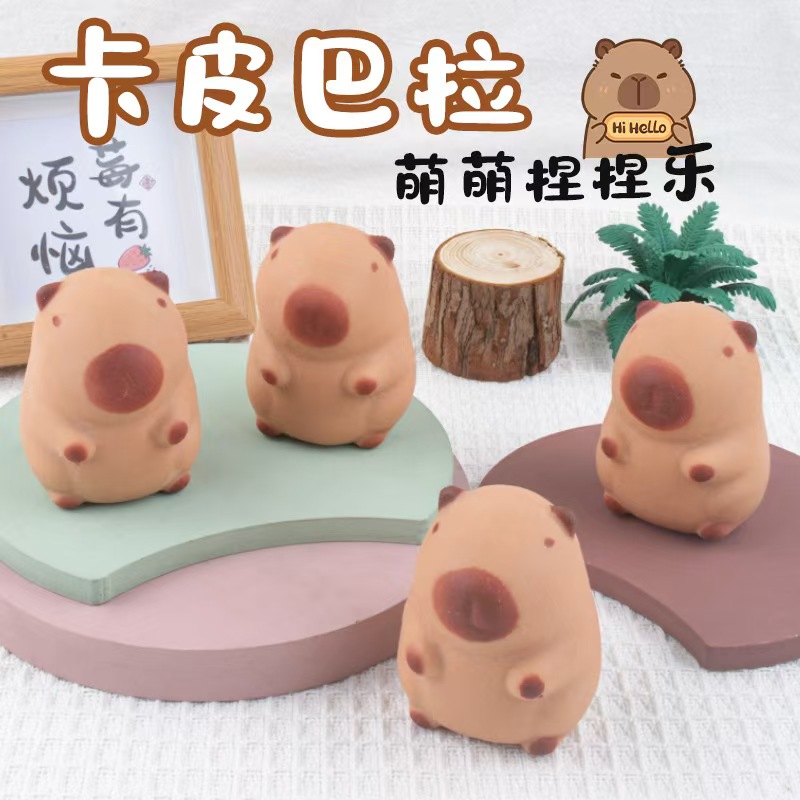 Kapibala little toy eating bamboo, cute national treasure, slow rebound DIY bear pic 1