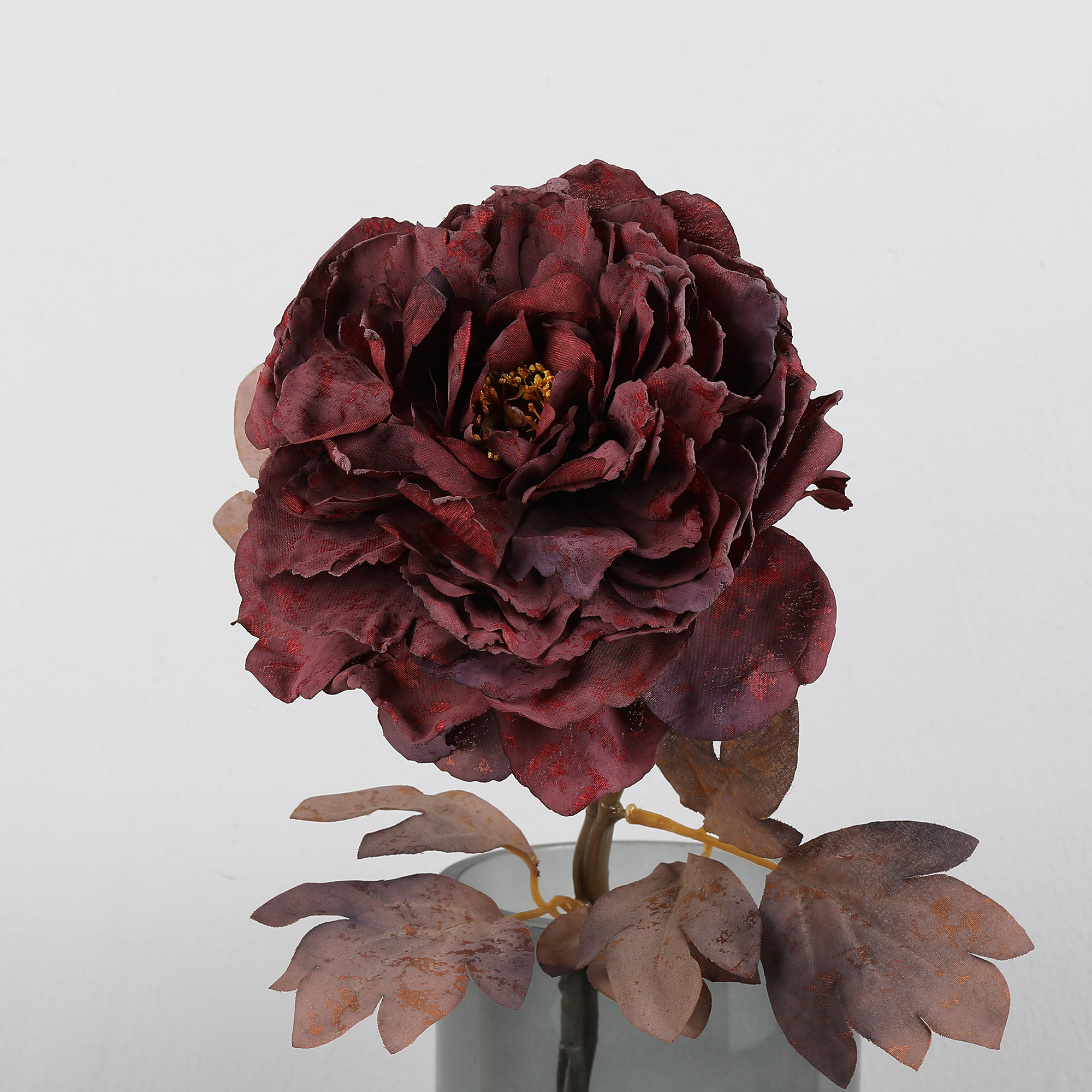 High-quality faux peonies with burnt edges, faux peonies, artificial flower ornaments, retro oil paintings, autumn colors, faux peonies, decorative items, home living room table decorations, wedding decorations Item Picture