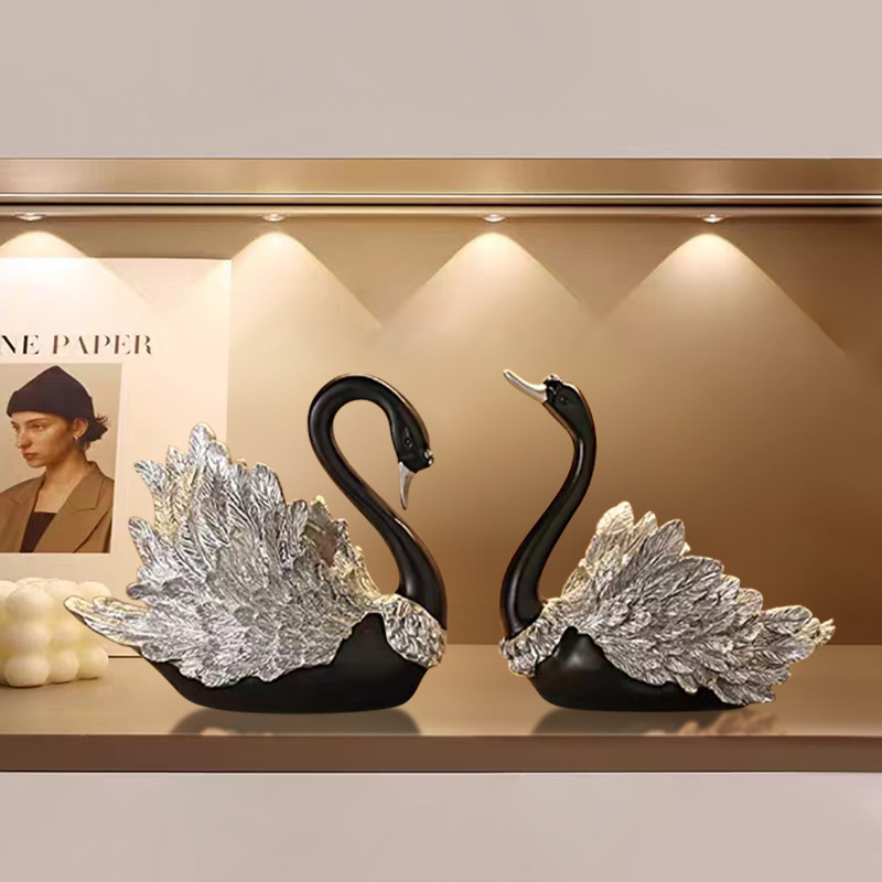 Nordic light luxury couple Black Swan living room ornaments, high-end wine cabinet, TV cabinet, decorative handicrafts, wedding gifts Item Picture