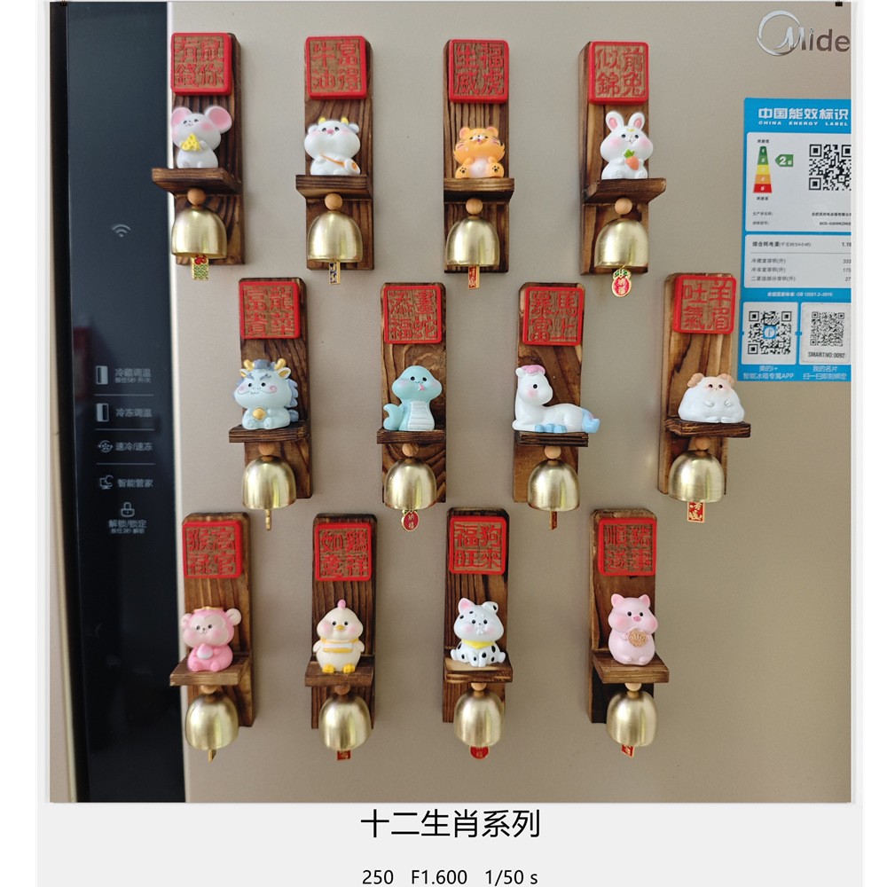 Cultural and creative refrigerator stickers, wooden refrigerator stickers, resin metal refrigerator stickers, creative three-dimensional national trend travel refrigerator stickers, door stickers Application Scenario