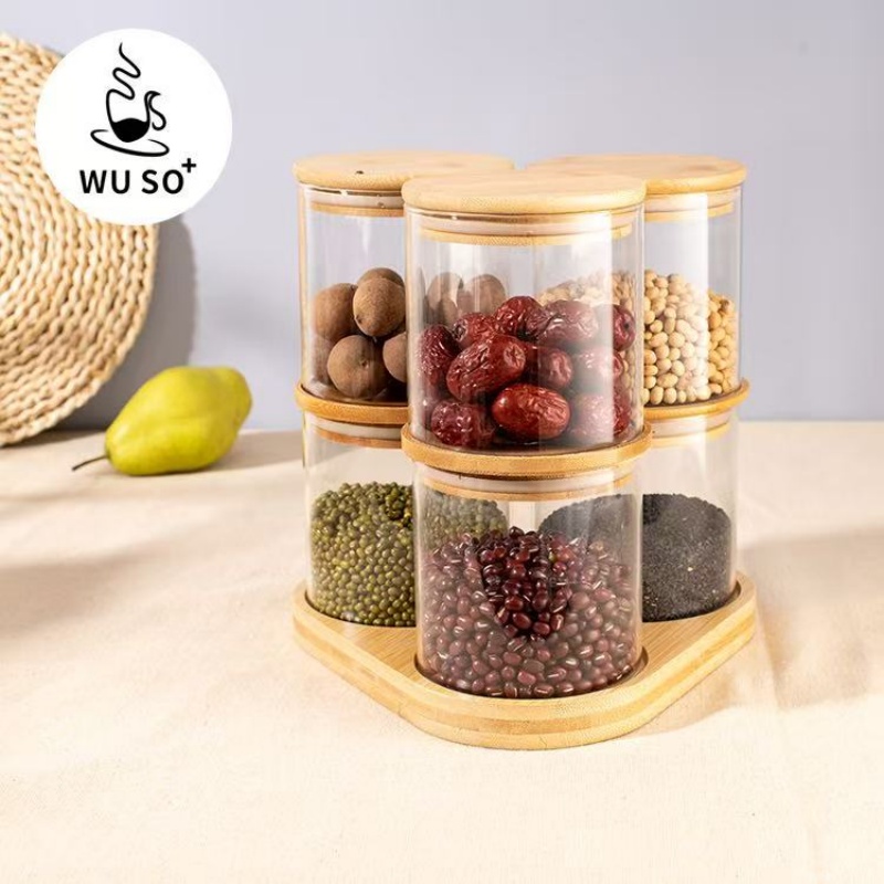 TZ79-6pcs堆叠密封罐套装100*100厨房调味罐收纳