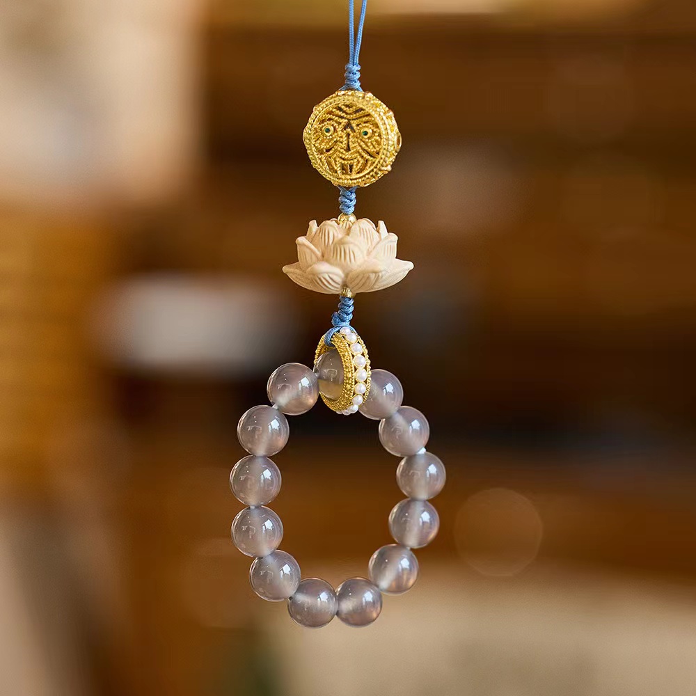 Wholesale of grey agate, boxwood, lotus, Zaki Lam mobile phone chain and hand twist from the manufacturer details Picture