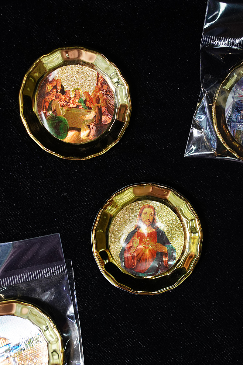 热销外贸7946旅游纪念品陶瓷冰箱贴定制图案金色