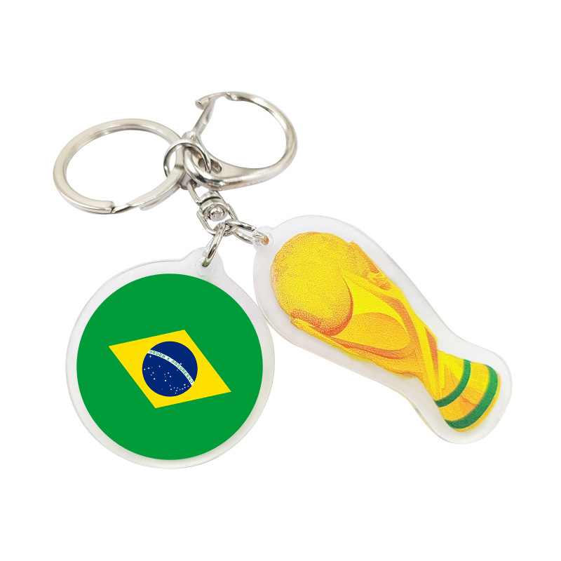 Chuangdong Flag 2026 World Cup Commemorative acrylic round keychain Mexican Flag World Cup Trophy Pendant details Picture