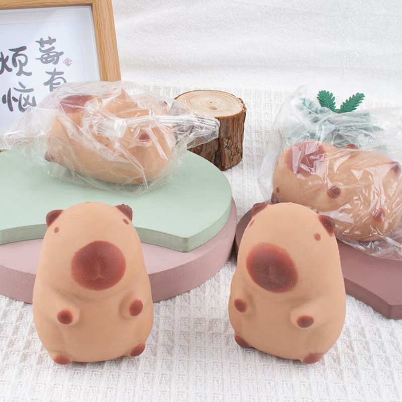 Kapibala stress-relieving little toy eating bamboo, cute release, national treasure slow rebound DIY bear Specification image