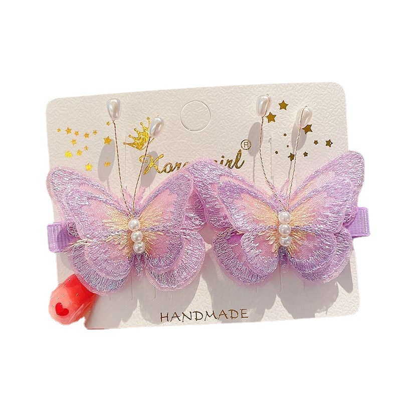 Children's embroidered butterfly hair clips, cute ancient-style Hanfu headwear, hair clips, princess bangs, side clips, ancient-style bestsellers, children's summer cuties Specification image