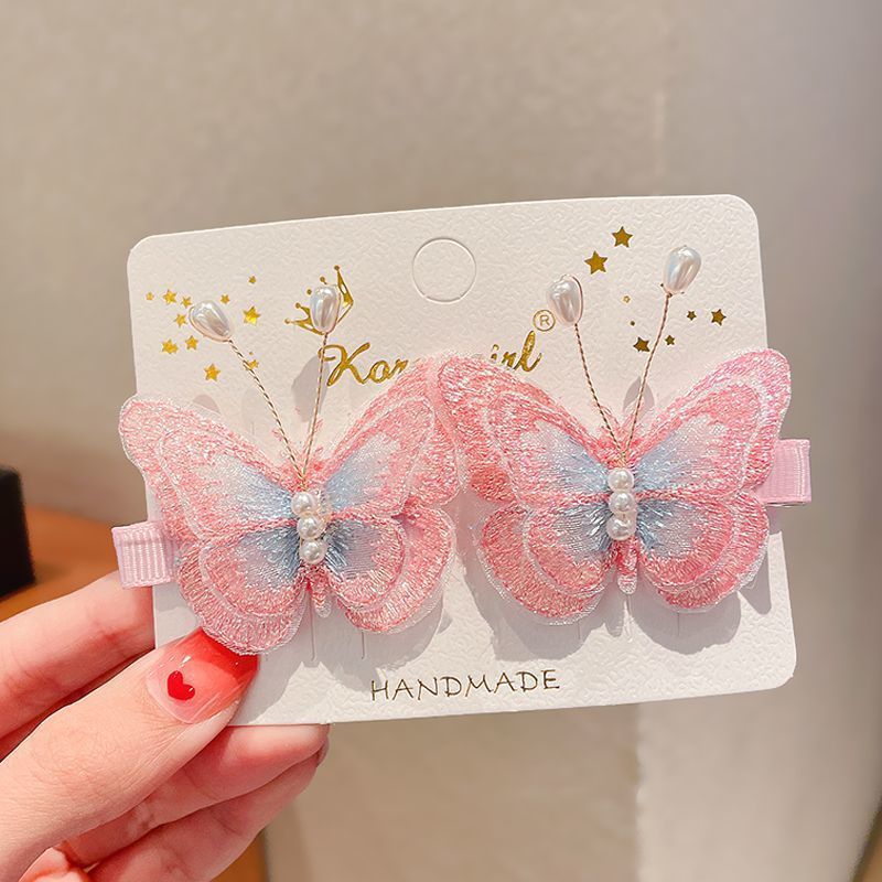 Children's embroidered butterfly hair clips, cute ancient-style Hanfu headwear, hair clips, princess bangs, side clips, ancient-style bestsellers, children's summer cuties detail image 2