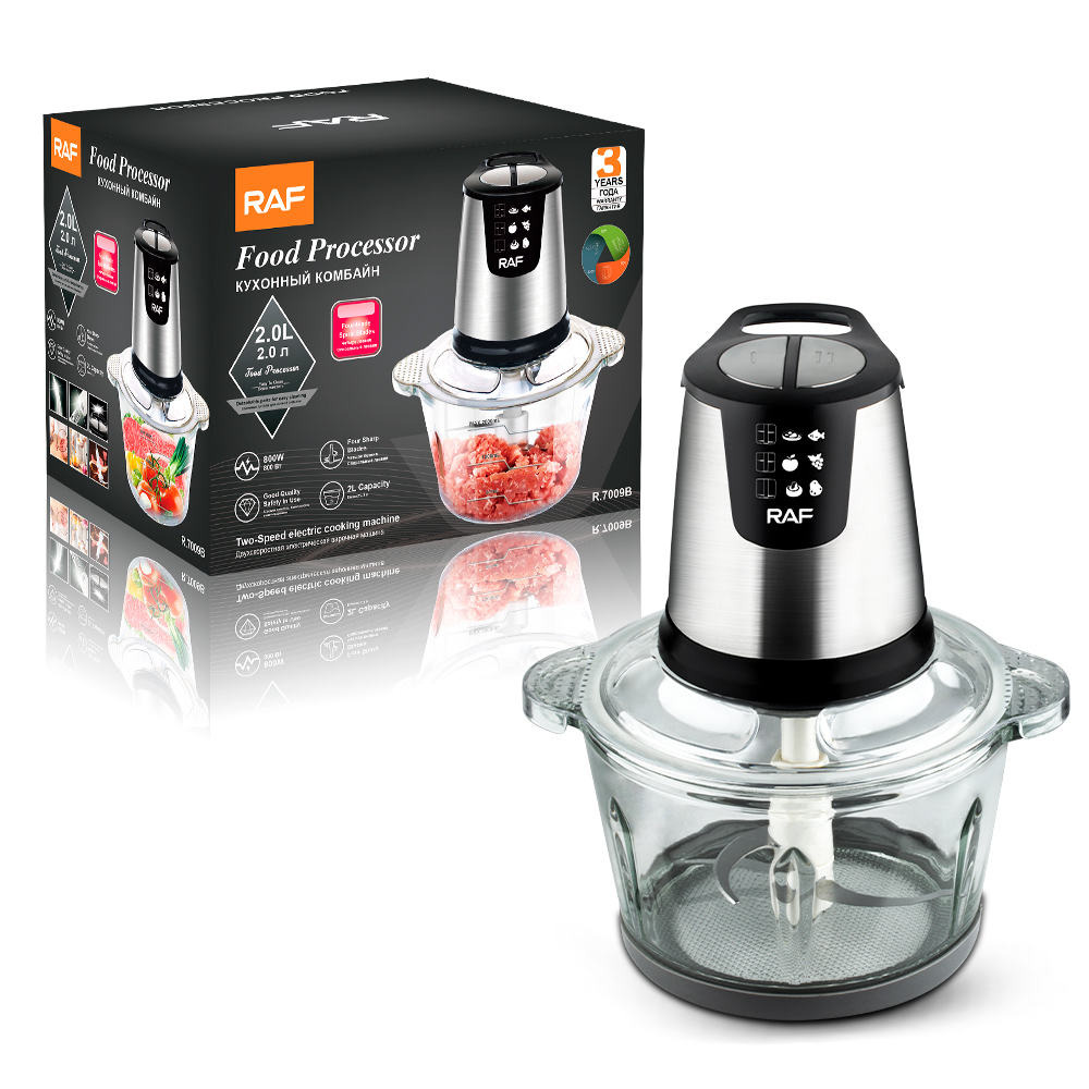 RAF European standard cross-border meat grinder, household multi-functional food processor, small meat minder, blender, food grinder, 2L glass details Picture