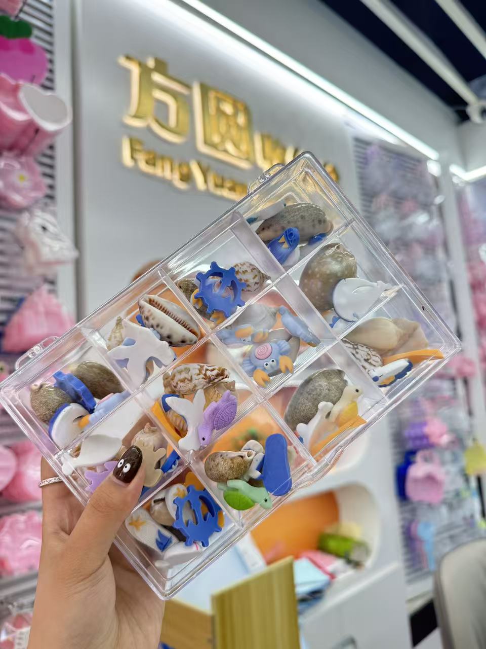 16格透明贝壳收纳盒桌面首饰亚克力展示盒