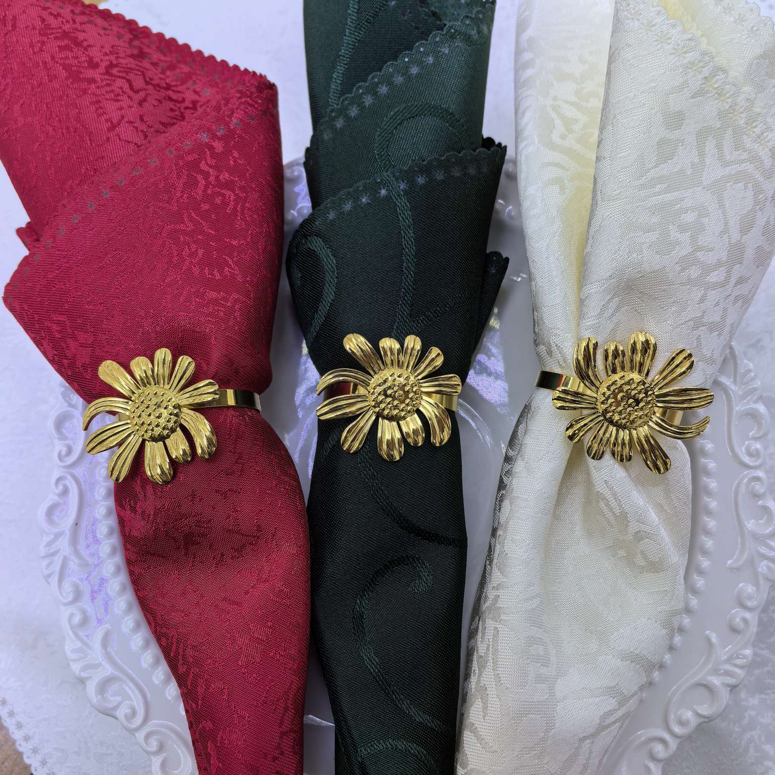 酒店婚庆用品太阳花餐巾环，餐巾圈，餐巾扣，口布圈，金属工艺品