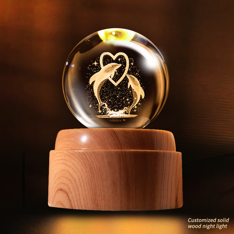 旋转水晶球小夜灯灯具装饰灯具装饰台灯亚克力摆件饰产品图