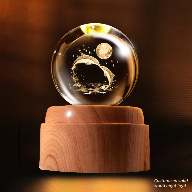 旋转水晶球小夜灯灯具装饰灯具装饰台灯亚克力摆件饰详情图8