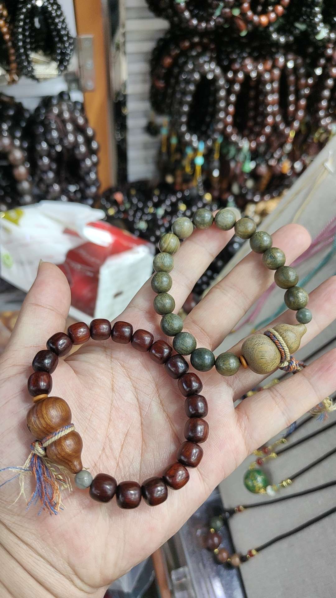 天然阿根廷绿檀葫芦手串！檀木详情图2