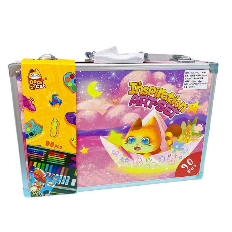 Factory direct sales of 90-piece aluminum box paintbrush painting set, student watercolor pens, Children's Day graffiti gift box full figure