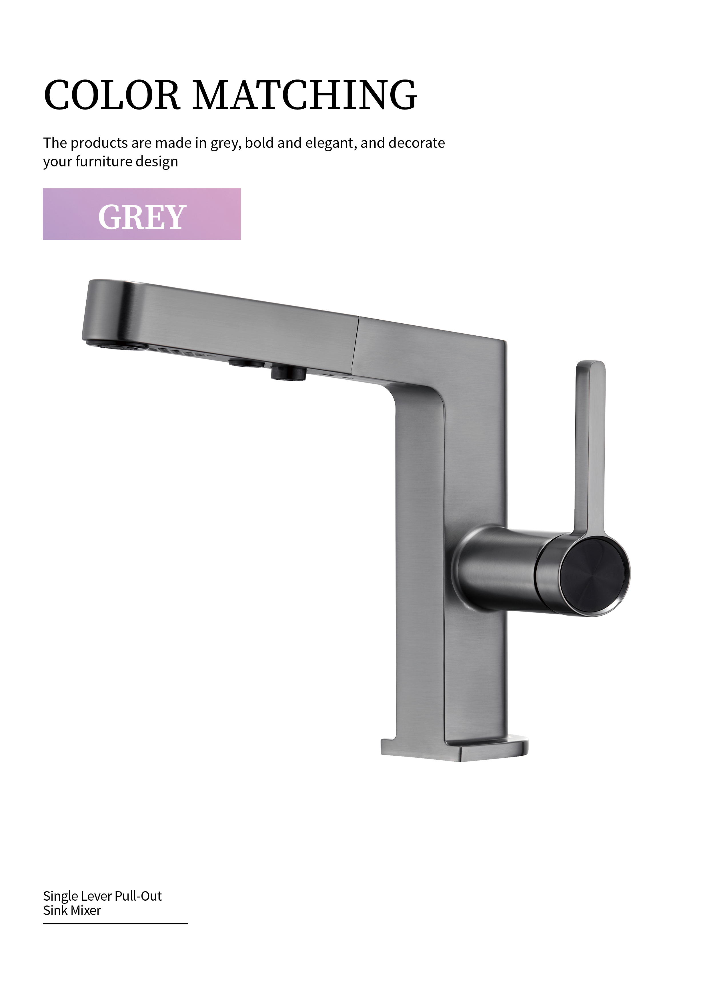 A5型号抽拉冷热面盆（枪灰色），数显，含牙管牙套进水管。