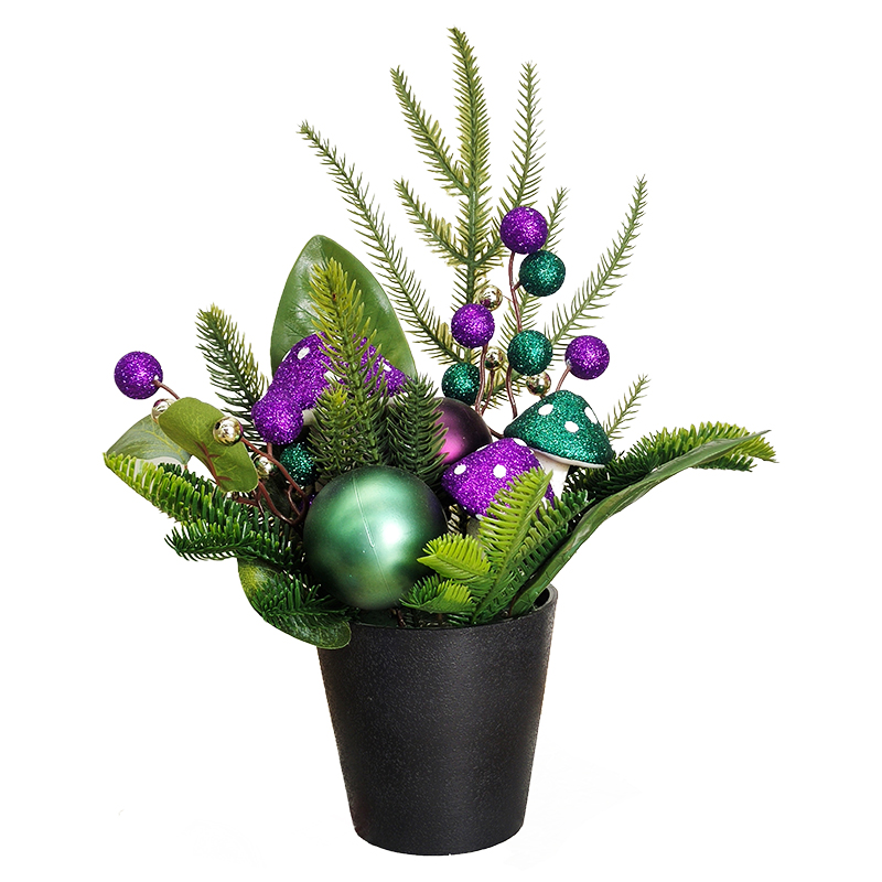 Cross-border artificial green plant potted plants with a high-end feel, Christmas artificial flowers, home decoration ornaments, Christmas decorative potted plants Item Picture