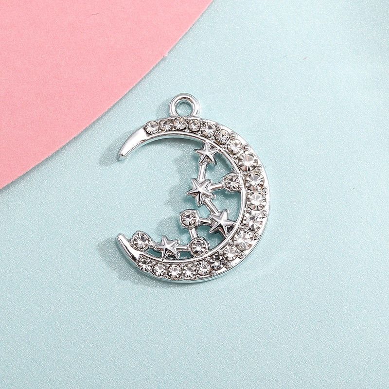 Simple moon and star diamond-encrusted pendants, alloy accessories, diy jewelry, earrings, necklaces, bracelets, clothing materials detail image 3