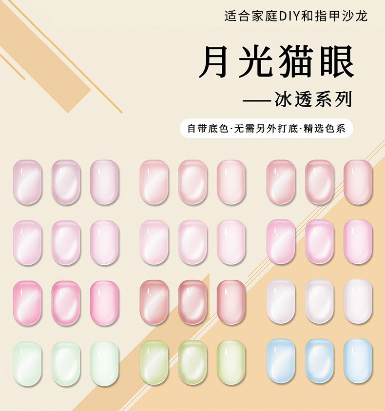 白月光晶石猫指甲油胶塑形秋冬新款爆闪水晶瓷白猫眼胶美甲店专用详情3