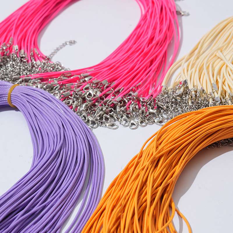 Korean fashion trend, anti-sensitivity and non-fading black wax thread leather rope necklace, hanging rope, pendant, rope head accessory Specification image