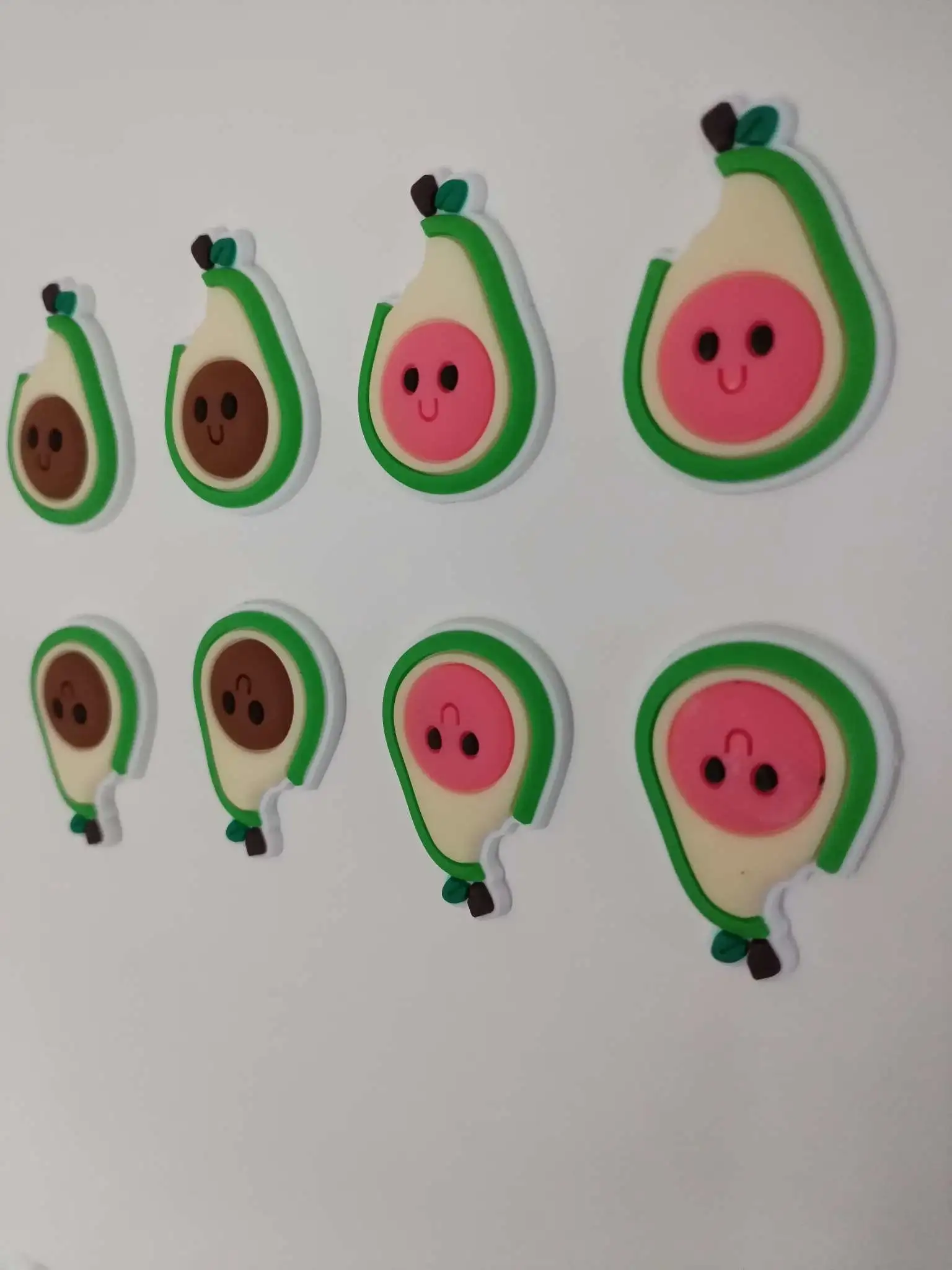 Cartoon cute PVC soft rubber avocado patches, children's hair clip accessory parts, Crocs shoe buckle accessories, phone case refrigerator patches. detail image 2