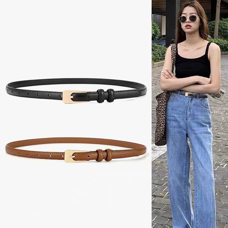 This high-end, fashionable and simple cinched waist decorative dress for women is a versatile Korean style with a cinched waist and a thin belt thumbnail