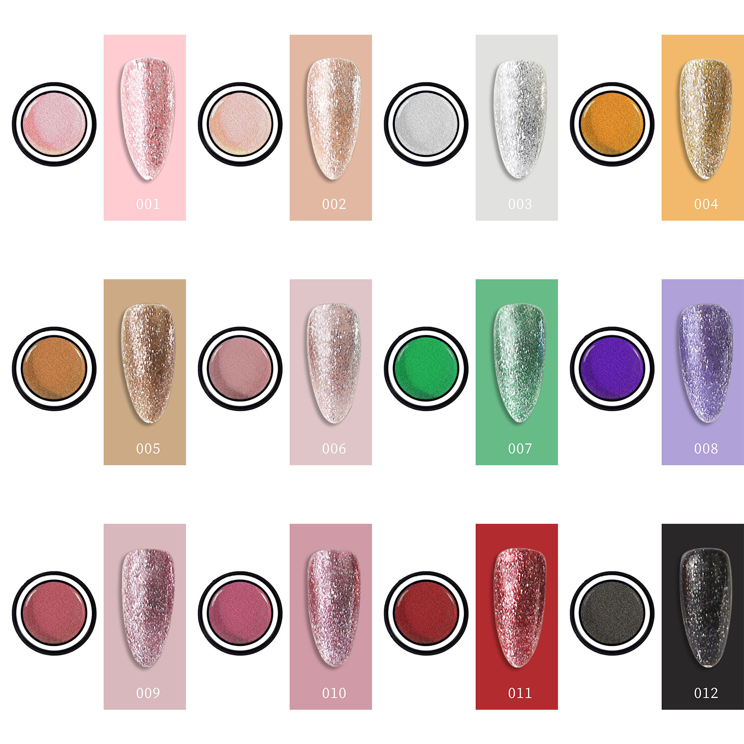 Cross-border Brilliant Starlight Sparkling Platinum Nail Polish Adhesive 12-color, a popular whitening function adhesive for nail salons Application Scenario