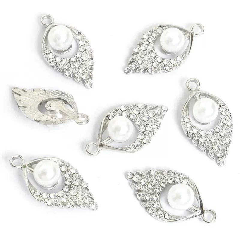 New alloy diamond-encrusted pearl water drop pendant, small pendant, diy earrings, necklace accessories detail image 2