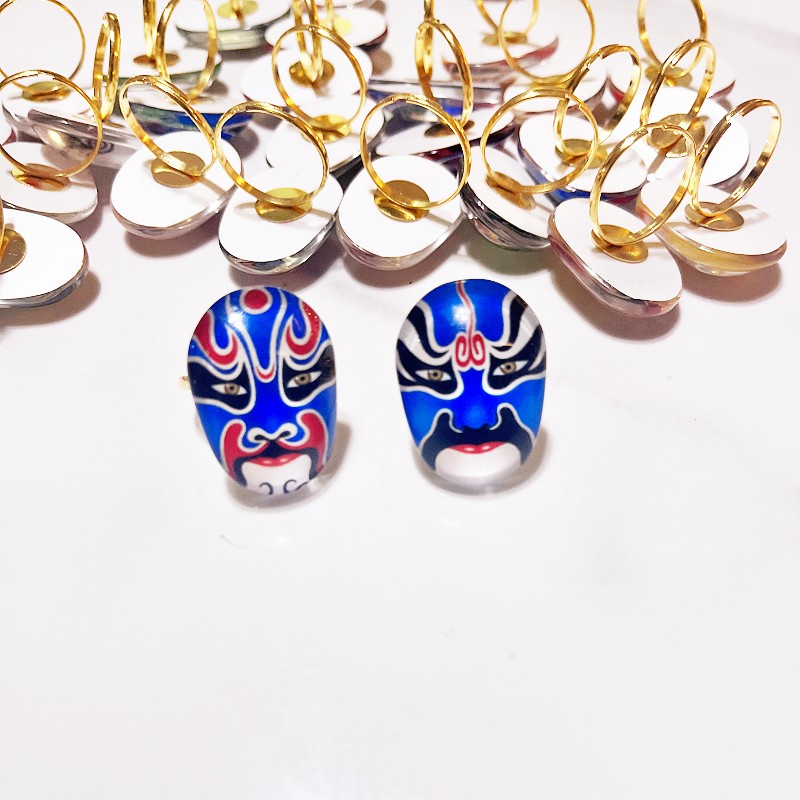 脸谱戒指中国风脸谱