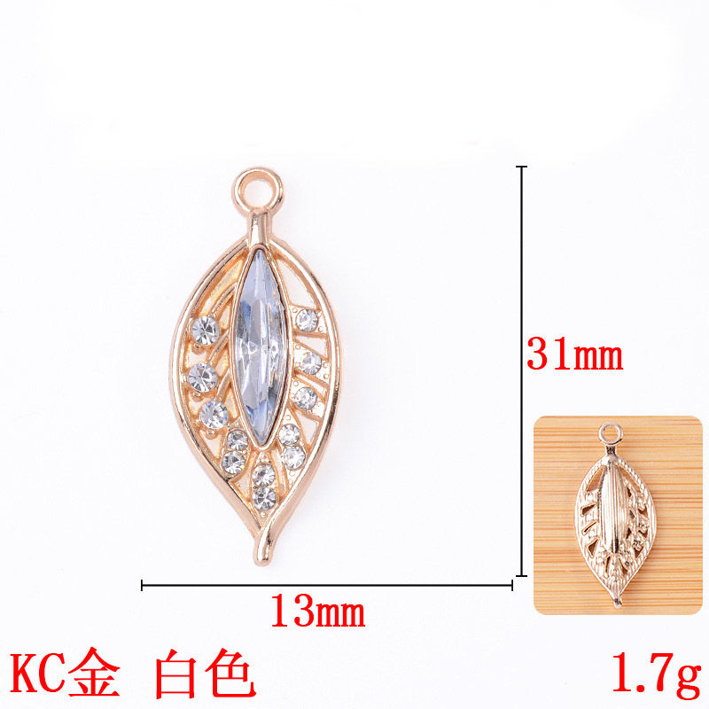 New single-hanging multi-color diamond-encrusted hollowed-out leaf pendant, fashionable and exquisite bracelet, necklace, alloy accessory, pendant and accessory detail image 1