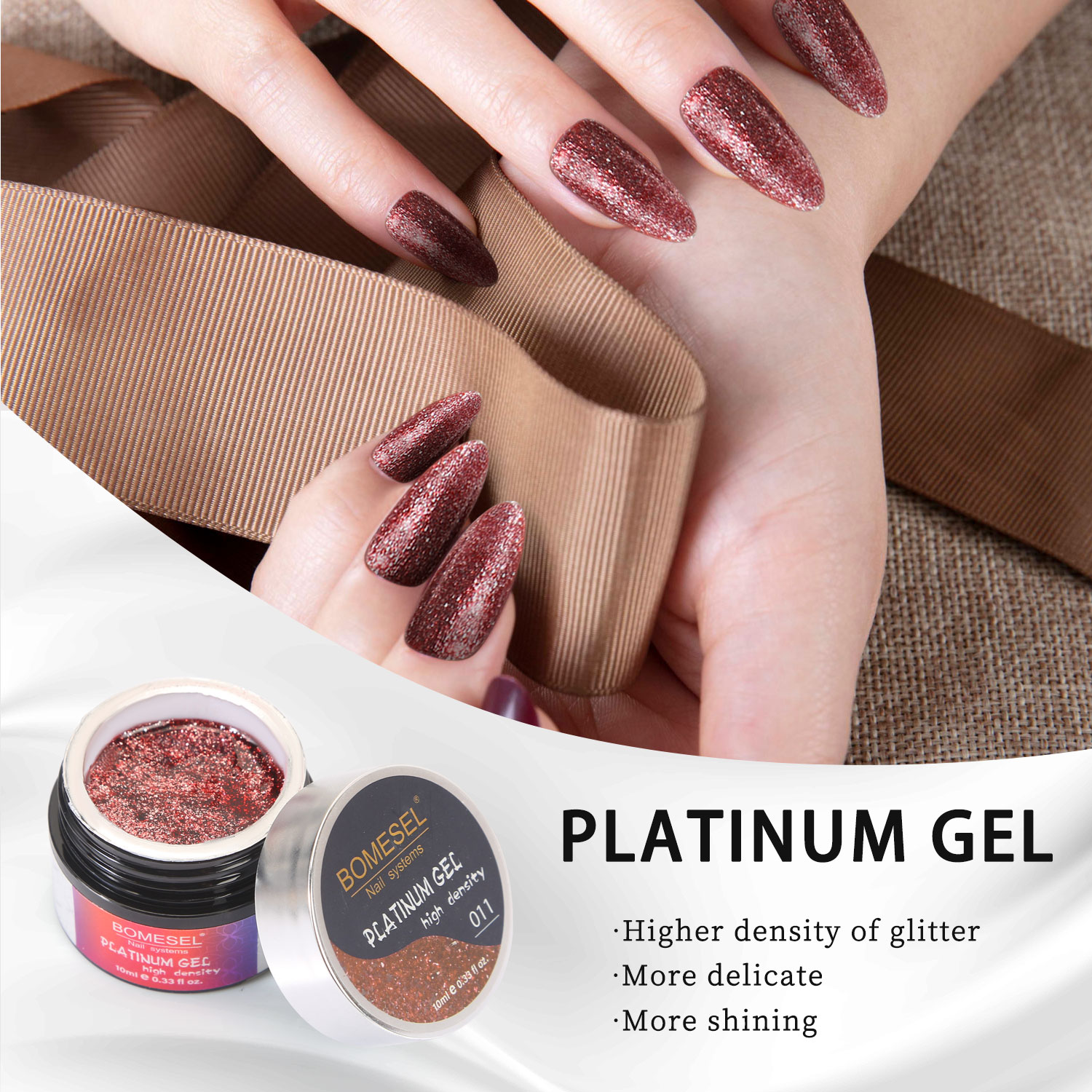 Cross-border Brilliant Starlight Sparkling Platinum Nail Polish Adhesive 12-color, a popular whitening function adhesive for nail salons Item Picture