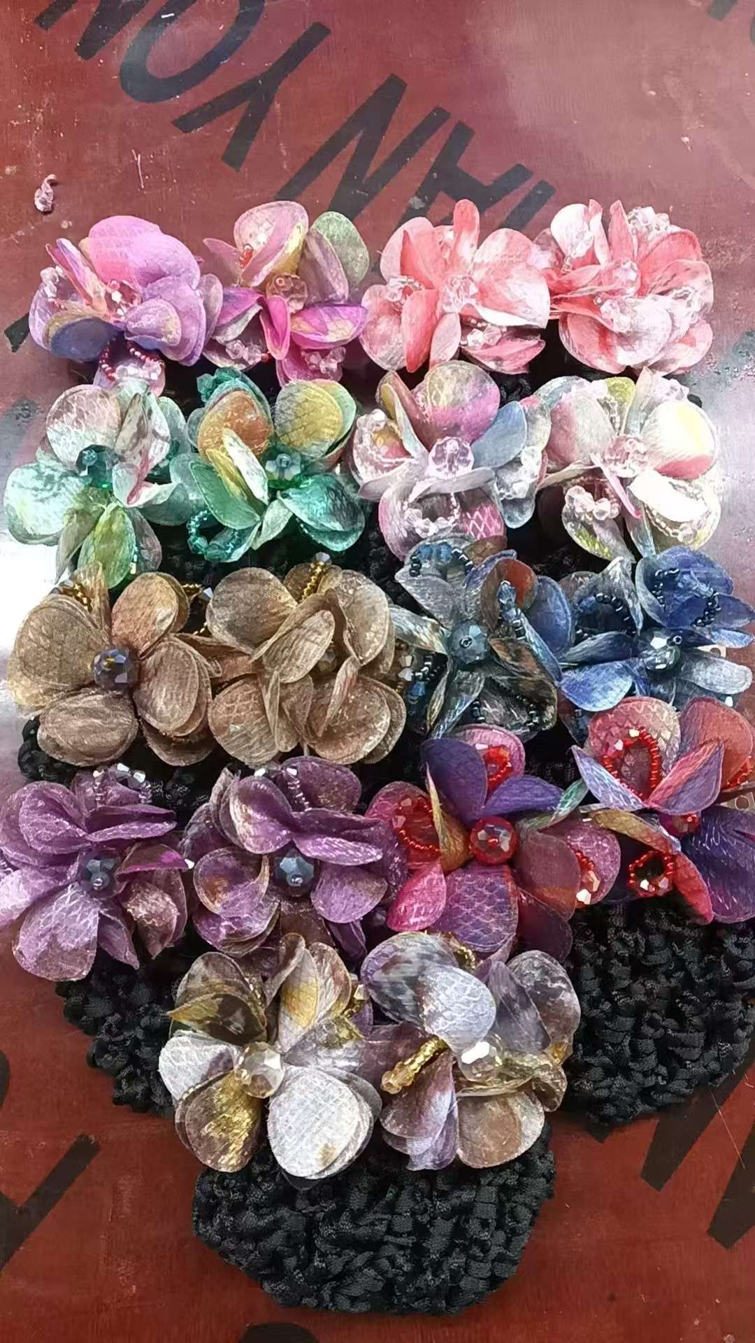 Korean version of bank, hotel, flower hair net, professional hair flower, flight attendant, nurse, updo, net, back of the head, hair clip, headwear