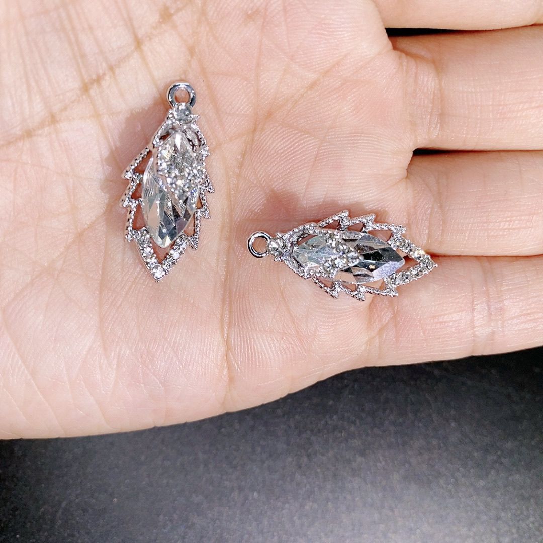 New high-end light luxury crystal leaf alloy DIY accessories, handcrafted earrings, necklaces, hair ornaments, pendants, material accessories detail image 5