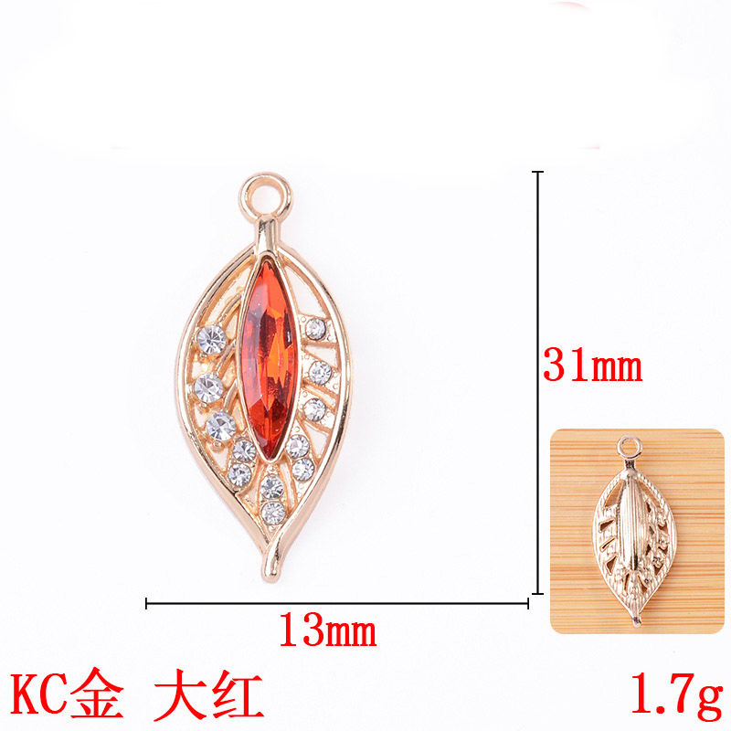 New single-hanging multi-color diamond-encrusted hollowed-out leaf pendant, fashionable and exquisite bracelet, necklace, alloy accessory, pendant and accessory detail image 11