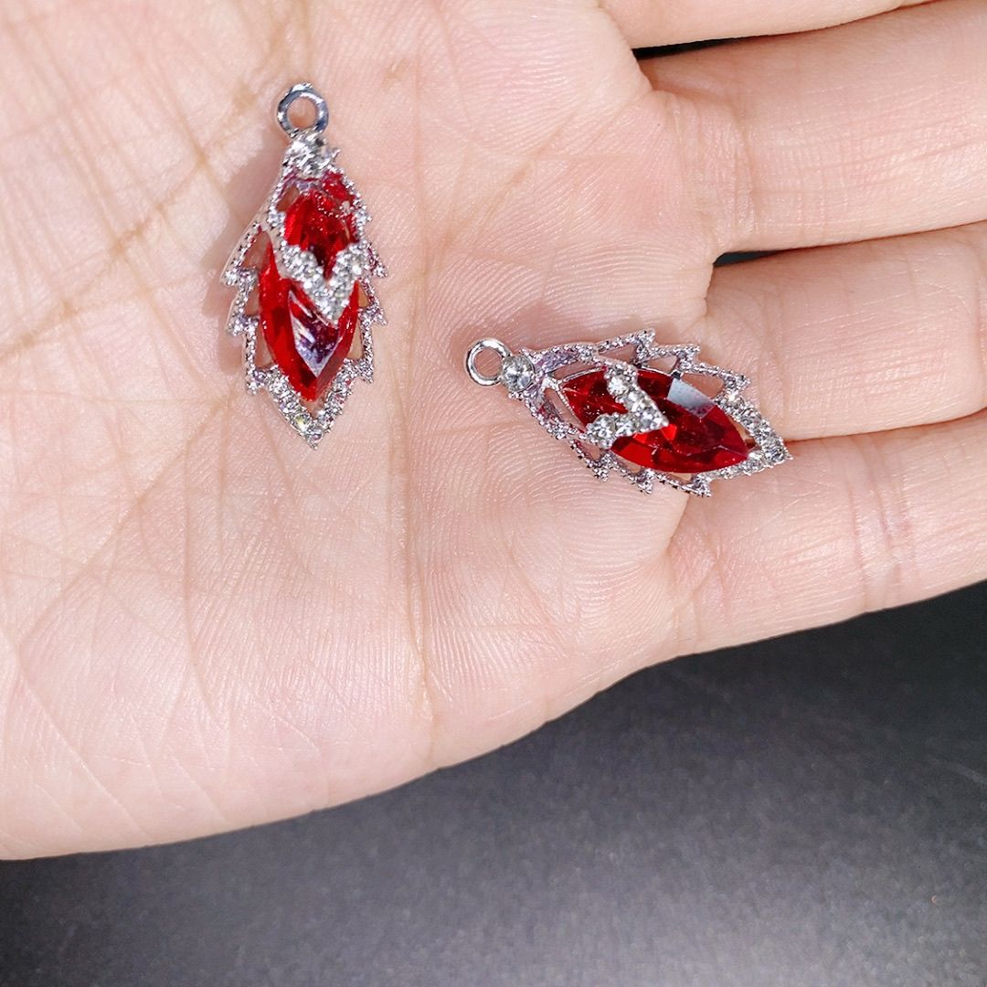 New high-end light luxury crystal leaf alloy DIY accessories, handcrafted earrings, necklaces, hair ornaments, pendants, material accessories detail image 4