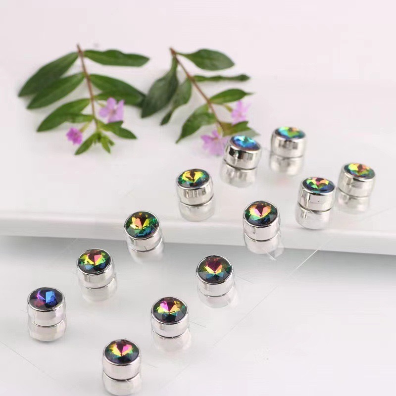 中东跨境热销女士时尚镶钻强磁扣盖头丝巾围巾扣小香风胸针饰品马口铁胸章滴油吧唧个性胸饰时尚百搭女生款白k色