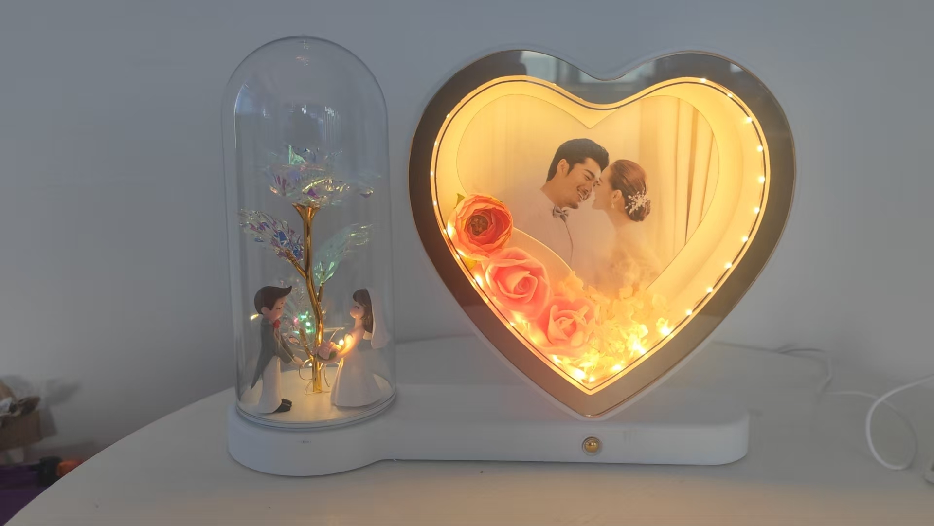 爱心相框 带灯相框 月亮相框