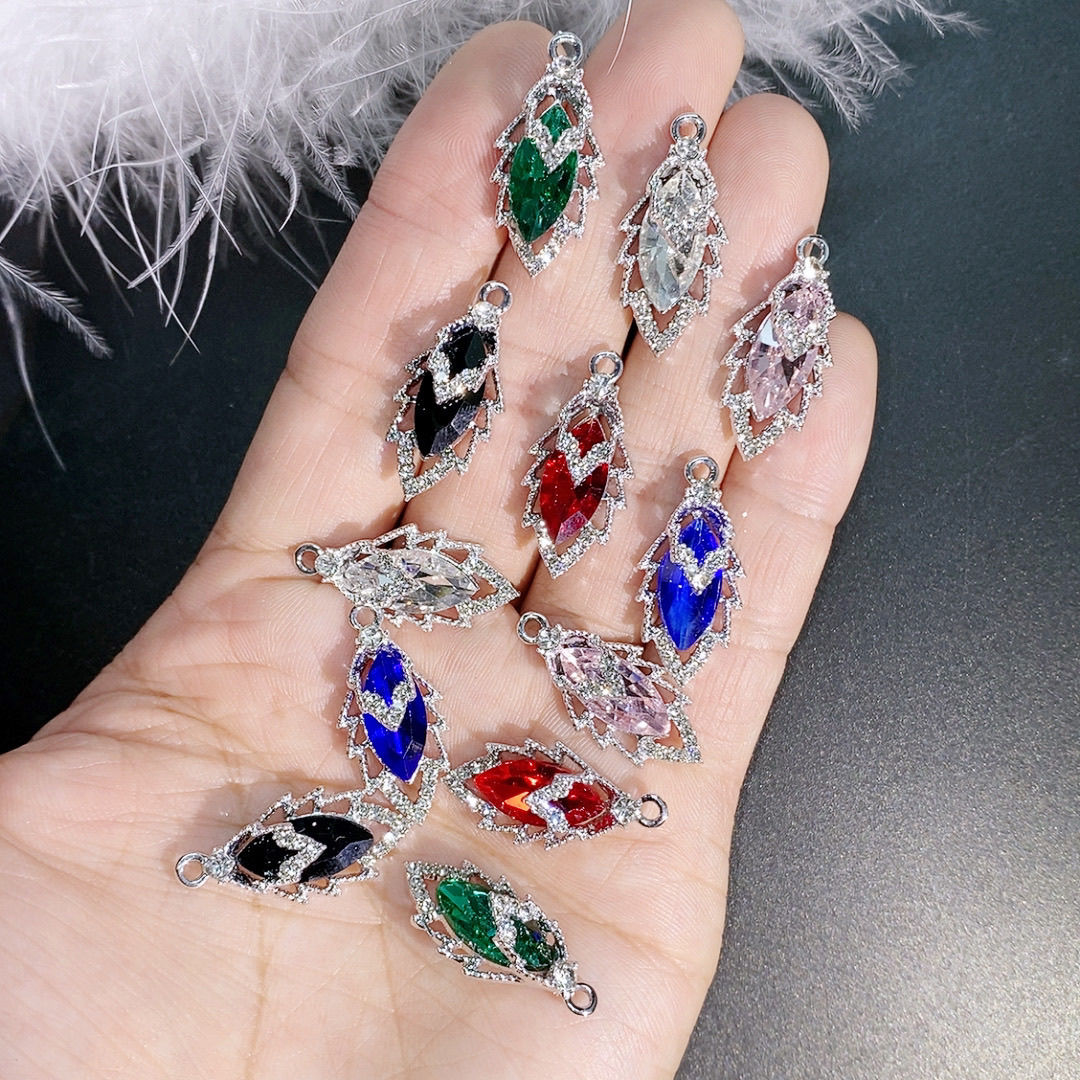 New high-end light luxury crystal leaf alloy DIY accessories, handcrafted earrings, necklaces, hair ornaments, pendants, material accessories details Picture