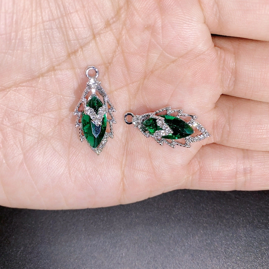 New high-end light luxury crystal leaf alloy DIY accessories, handcrafted earrings, necklaces, hair ornaments, pendants, material accessories detail image 2