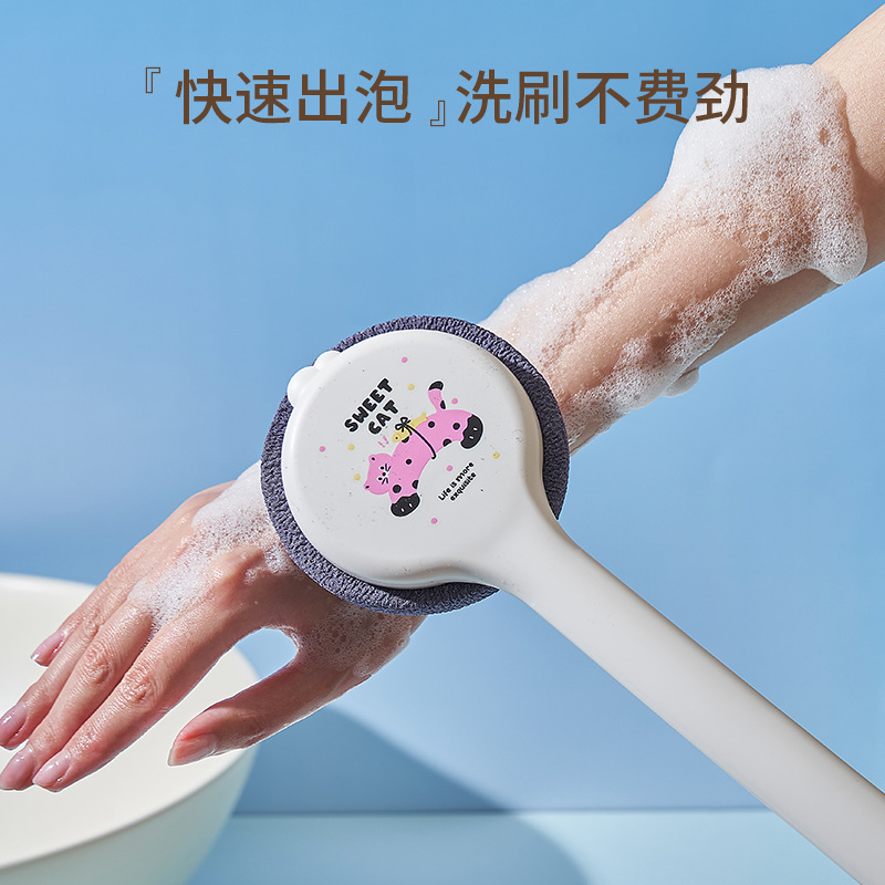 J06-7035可爱猫狗款搓澡神器长柄强力浴刷洗澡搓背不求人