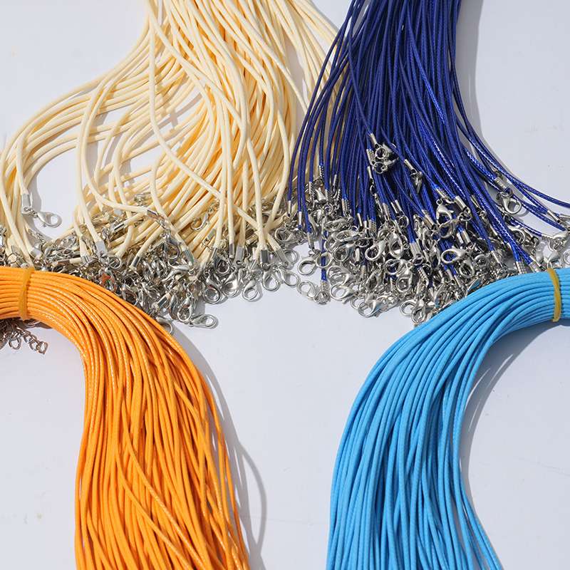 Korean fashion trend, anti-sensitivity and non-fading black wax thread leather rope necklace, hanging rope, pendant, rope head accessory details Picture