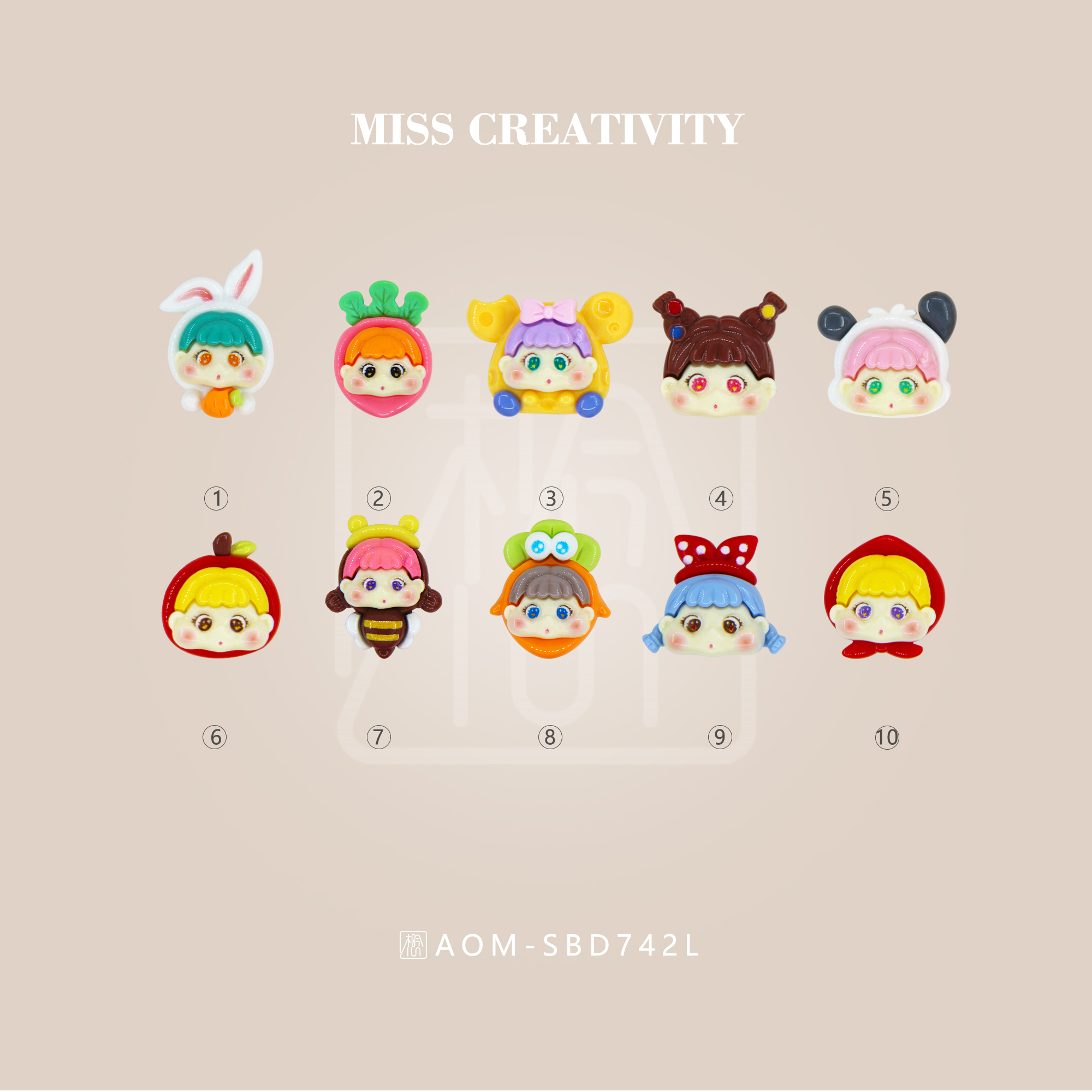 想念树脂卡通女孩可爱鞋扣文具贴片头饰发夹饰品配件批发SBD742