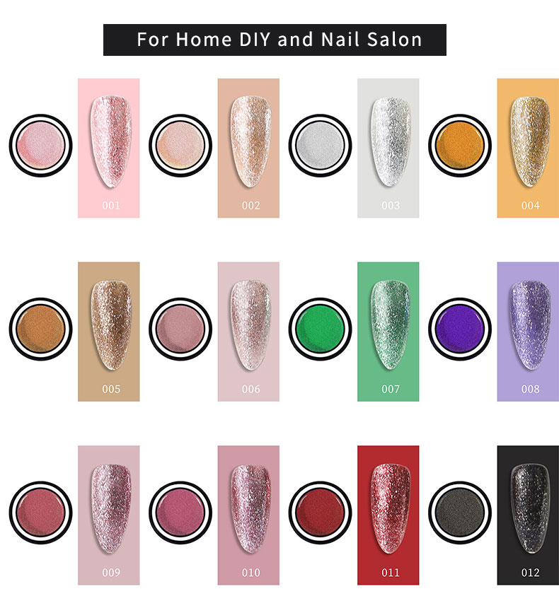 Cross-border Brilliant Starlight Sparkling Platinum Nail Polish Adhesive 12-color, a popular whitening function adhesive for nail salons pic 3